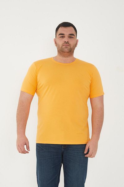 Maccali Men's Slim Fit Oversize Short Sleeve Basic T-Shirt Yellow