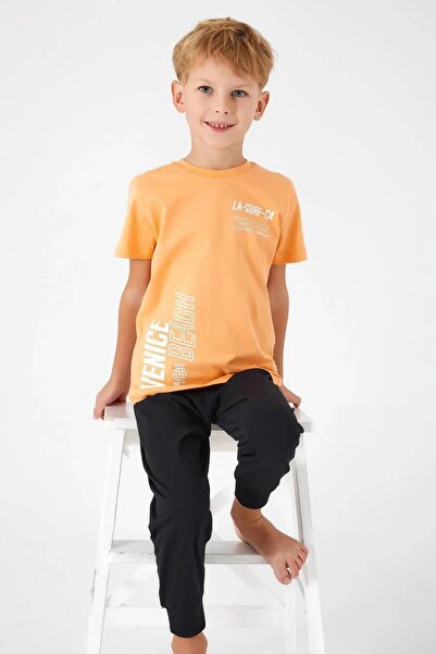 ROLY POLY 3041-G Erkek Çocuk Venice Beach Paçası Lastikli Yarım Kollu Pijama Takım