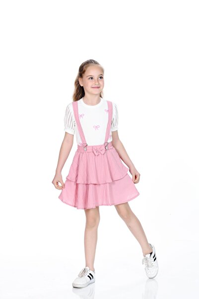 Kamex T-Shirt Bow Detailed Girl's Salopet