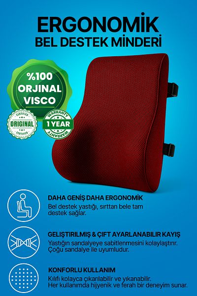 Viscomina Orthopedic Visco Lumbar Support Pillow Memory Foam Ergonomic Lumbar Support for Vehicle and Office Chair