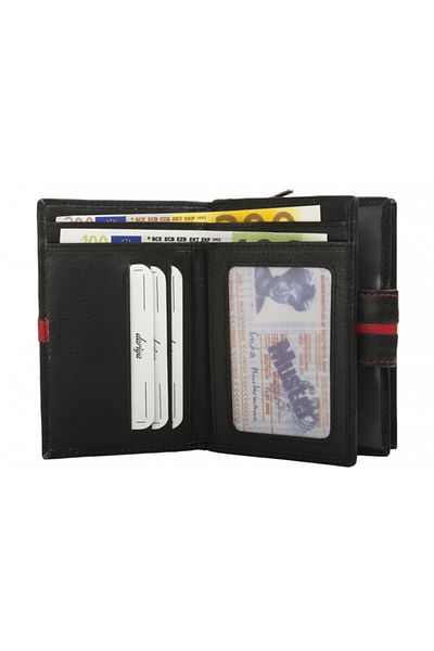 delis Women's wallet, Neira PT1401, genuine leather, Black/Red