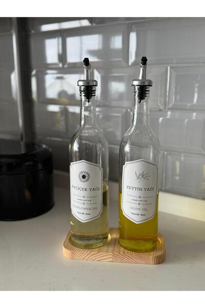 Home Luna Olive & Sunflower Oil 800 ml Glass Bottle Set with Stainless Lid, M...