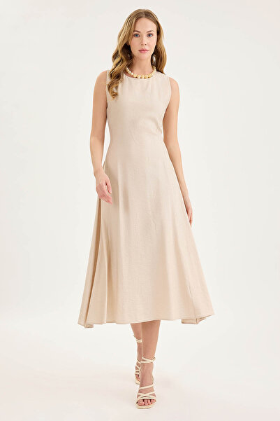 Vitrin Zero Sleeve Flared Midi Dress