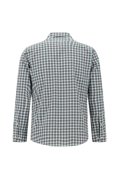 Abdullah Kiğılı Uzun Kol Slim Fit Dar Kesim Düğmeli Yaka Pamuk Ekose Gömlek