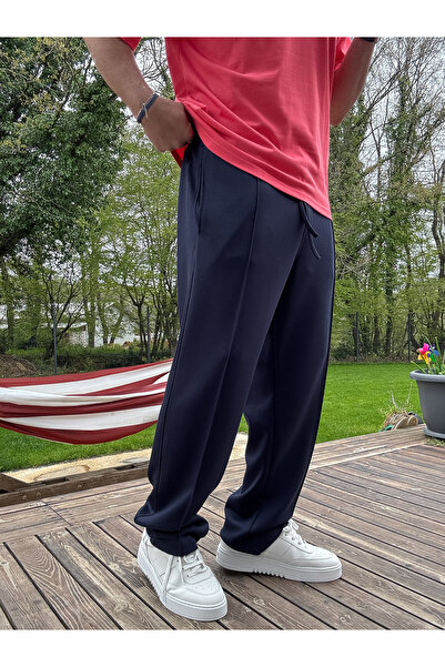 BYBASICMAN Тъмносини еластични клинчета с шевове KE-7012