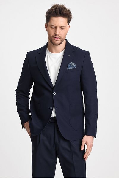 Frappoli Venus Men's Navy Blue 4 Seasons Comfortable Fabric Slim Fit Half Lined Sports Blazer Jacket