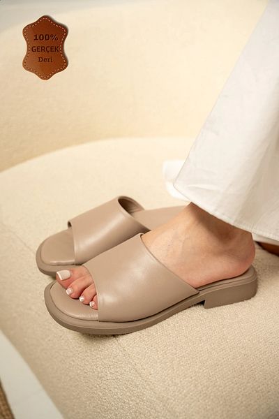 LAMİNTA Papuci de damă Lumi Nude din piele naturală