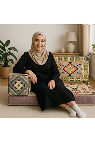 daireden El Yapımı Tek Kişilik Şark Köşesi Sofa– Kilim Desenli Minder Takımı ...