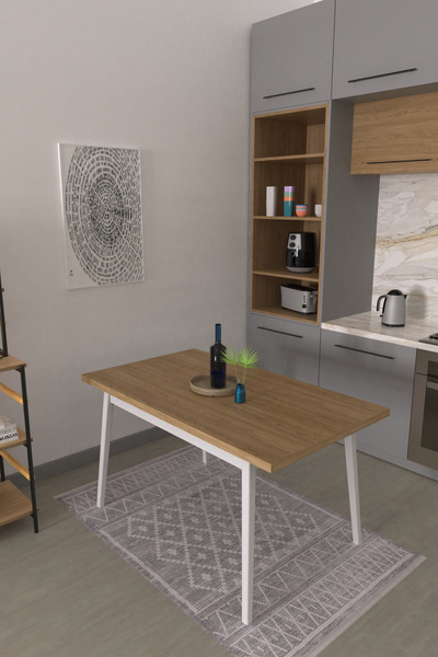 VİLİNZE Vilinze Avanos Ahşap Sabit Mdf Beyaz Mutfak Masası - 80x140 Cm