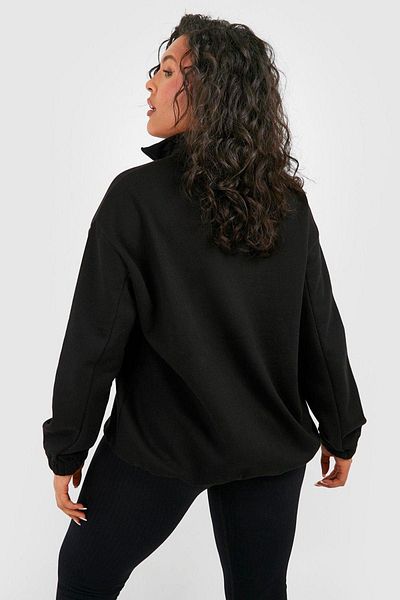 DUBU BUTİK Dsgn Stuidio 06 Stand Collar Sweatshirt - Black Printed Oversize Thick Winter