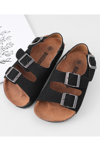 Mark & Mia Mark & Mia Solid Hook & Loop Closure Sandals - Black