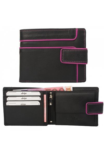 delis Men's wallet, Davis PT1371, genuine leather, Black/Pink