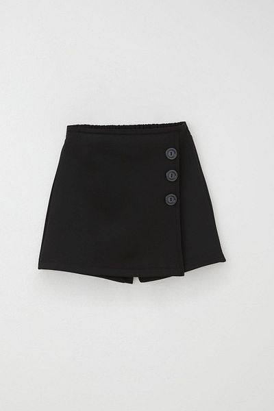 Breeze Girl's Shorts Skirt with Button Accessories Elastic Waist 6-12 Years, Black