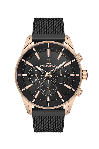 JACK LORANCE Jls0406402 Black & Rose Steel Men's Wristwatch
