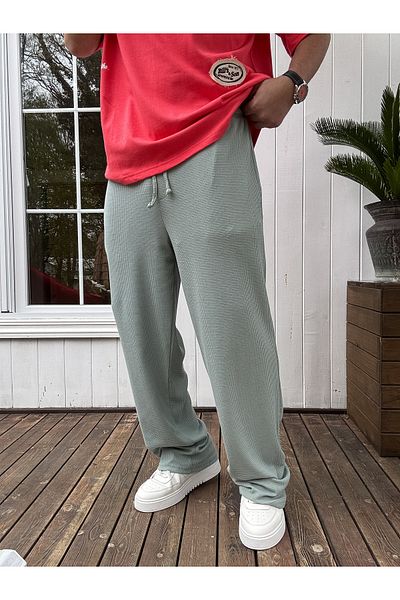 BYBASICMAN Mint Green Wafle Fabric Thin Baggy Pants Jj-219