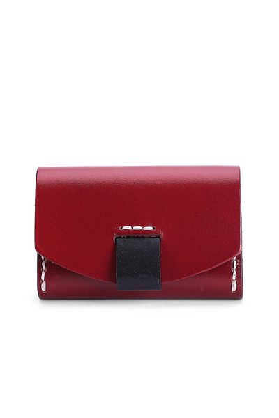 delis Women's Card Holder, Anara Pt1251, Genuine Leather, Burgundy/Black