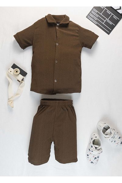 Yalçınoğlu Kids Комплект къси панталони и тениска за момче, летен костюм 3-10 години | Комплект от две части от креп плат за горна и долна част