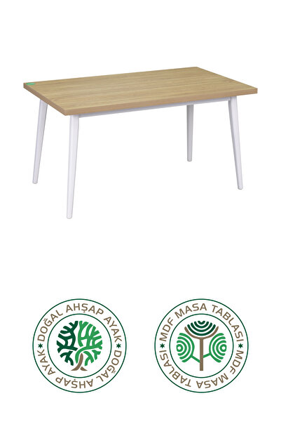 VİLİNZE Vilinze Avanos Ahşap Sabit Mdf Beyaz Mutfak Masası - 80x140 Cm
