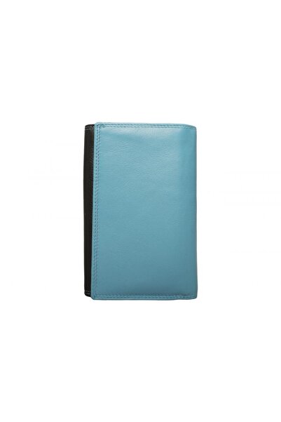 delis Portofel Dama, Rhea Pt1398, Piele Naturala, Negru/turcoaz