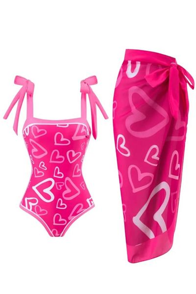 G&H UNDERWEAR Swimsuit Heart Pareo Set