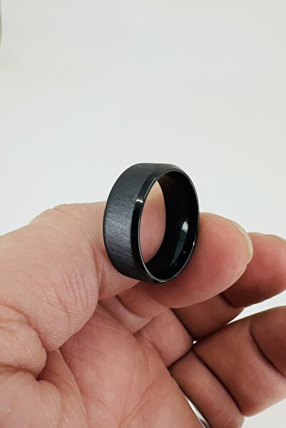 Takı Dükkanı 8mm Squared Brushed Matte Plain Women Men Steel Wedding Band Ring Cl48