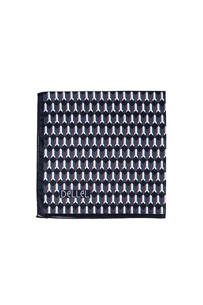 dellel Eșarfă cu monogramă din mătase neagră de lux Dellel