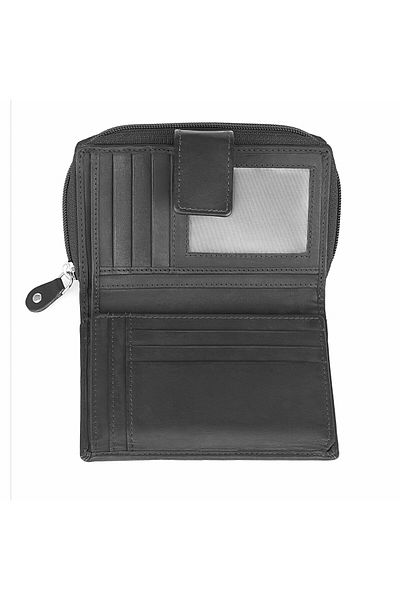 delis Women's Wallet, Annelisse Pt1181, Genuine Leather, Black