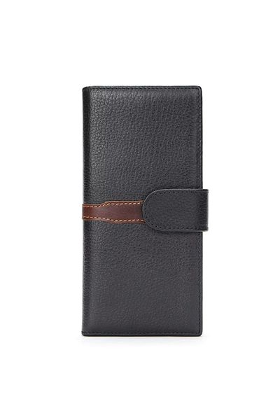 delis Men's Wallet, Gruia Pt1342, Genuine Leather, Black-brown