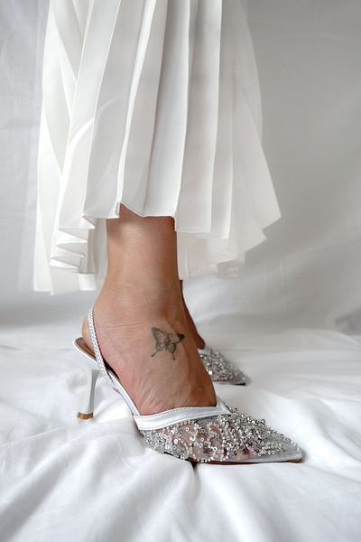 Shoebutik İmre Silver Stone Detailed Heeled Women's Stiletto