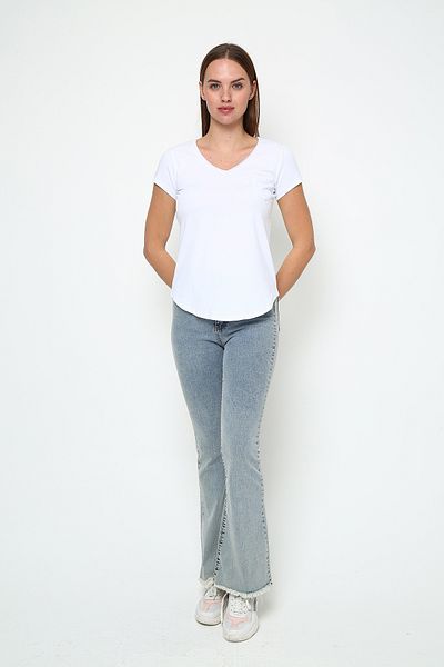 Oasis Tricou din bumbac Lycra cu decolteu în V de calitate superioară