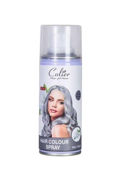 colier بخاخ كولير لصبغ الشعر المؤقت - أبيض، 138 مل - فضي لامع