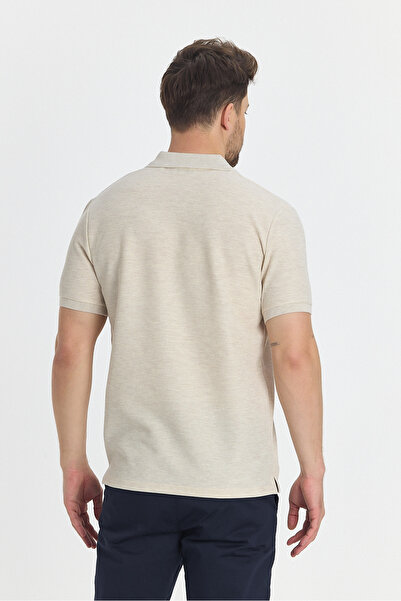 Frappoli Nikol Ανδρική κρέμα Lycra βαμβακερό μείγμα ελαστικό ύφασμα αθλητικό πέτο Slim Fit Polo γιακά μπλουζάκι