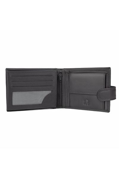 delis Men's Wallet, Iacov Pt1173, Genuine Leather, Black