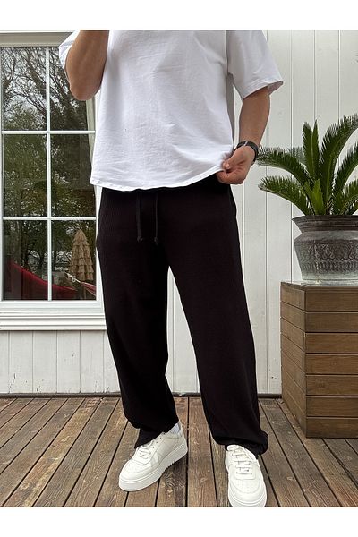 BYBASICMAN Black Wafle Fabric Slim Baggy Pants Jj-219