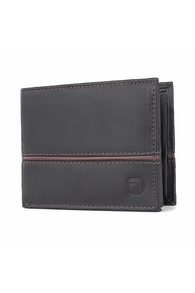 delis Men's Wallet, Frederic Pt1158, Genuine Leather, Black - Brown
