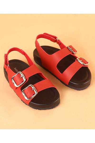 Babyoye Babyoye Sandals with Velcro Closure Solid Colour - Red