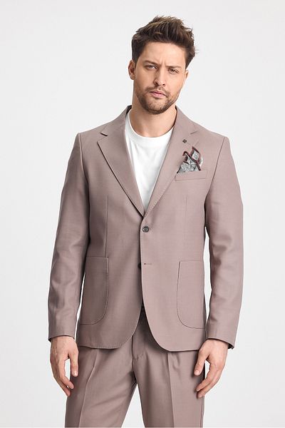 Frappoli Venus Ανδρικό Mink 4 Seasons Άνετο ύφασμα Slim Fit με μισή επένδυση Sports Blazer Jacket