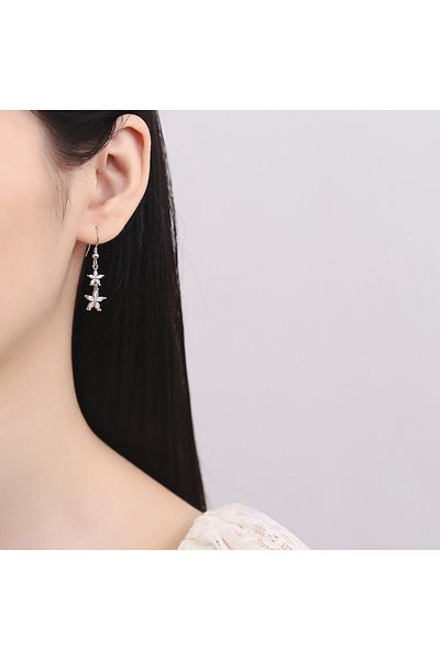 delis Cercei Argint 925, Jw845, Model Flori, Placati Cu Rodiu
