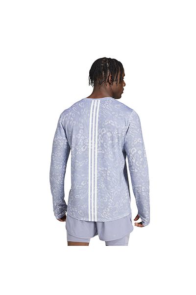 adidas JD7770 OTR E AOP LS M Tricou pentru bărbați cu decolteu rotund albastru cu model