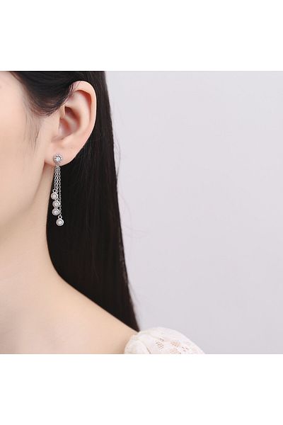 delis Cercei Lungi Argint 925, Jw835, Model Lanturi, Placati Cu Rodiu