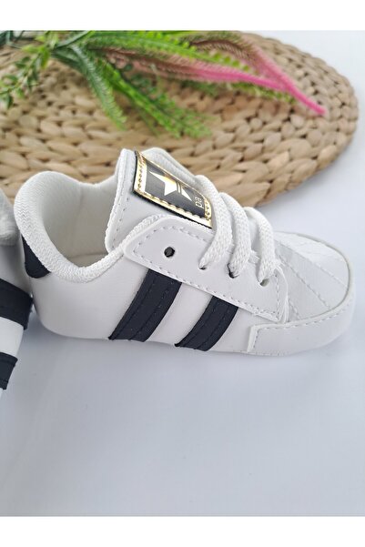 Butik Erkek Kız Bebek İlk Adım Ayakkabısı Yumuşak Tabanlı Ortopedik Hafif Siyah ve Beyaz Renk Seçenekleri