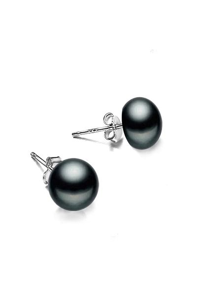 delis Cercei Argint 925, Jw1125, Model Cu Perla Neagra, Placati Cu Rodiu