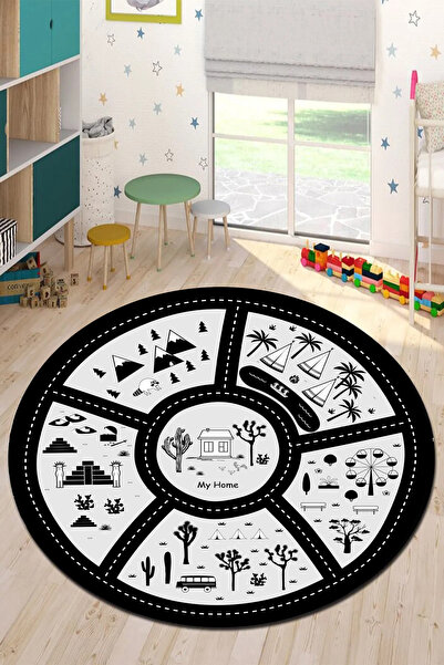 Thalia Home Yuvarlak Desenli Kaymaz Taban Yıkanabilir Çocuk Halısı