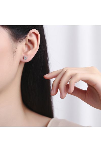 delis Cercei Argint 925, Jw819, Model Inima, Placati Cu Rodiu