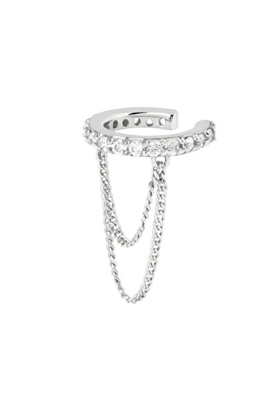 delis Сребърна обеца 925 с верижка, родийно покритие, модерен стил