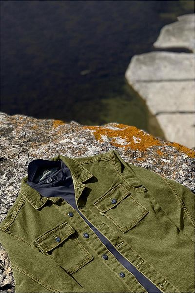 Edwox Ανδρικό Slim Fit τζιν πουκάμισο τζιν μπουφάν Khaki Edw012