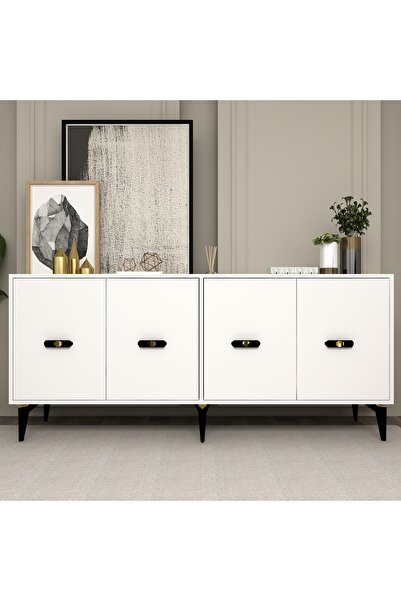 zerkaconcept Peri Konsol Tv Sehpası Çok Amaçlı Dolap Beyaz 180 cm