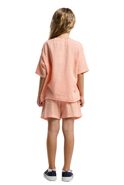 U.S. Polo Assn. U.S. Polo Girl's Buttoned Round Neck Short Sleeve Shorts Set of Two Vr.U.S.D20.Kç93.Y.51