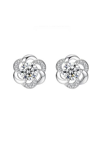 delis Cercei Argint 925, Jw915, Model Floare, Placati Cu Rodiu
