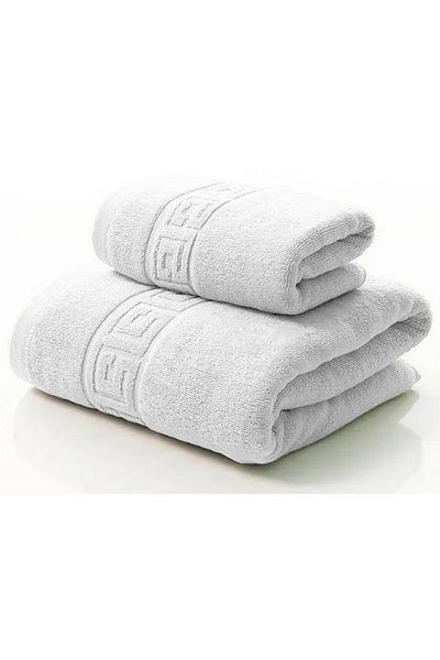 OEM Set of 2 Bath Towels 100% Cotton, thickness 500 gr/sqm, 50X90 cm, 70x140 cm, White